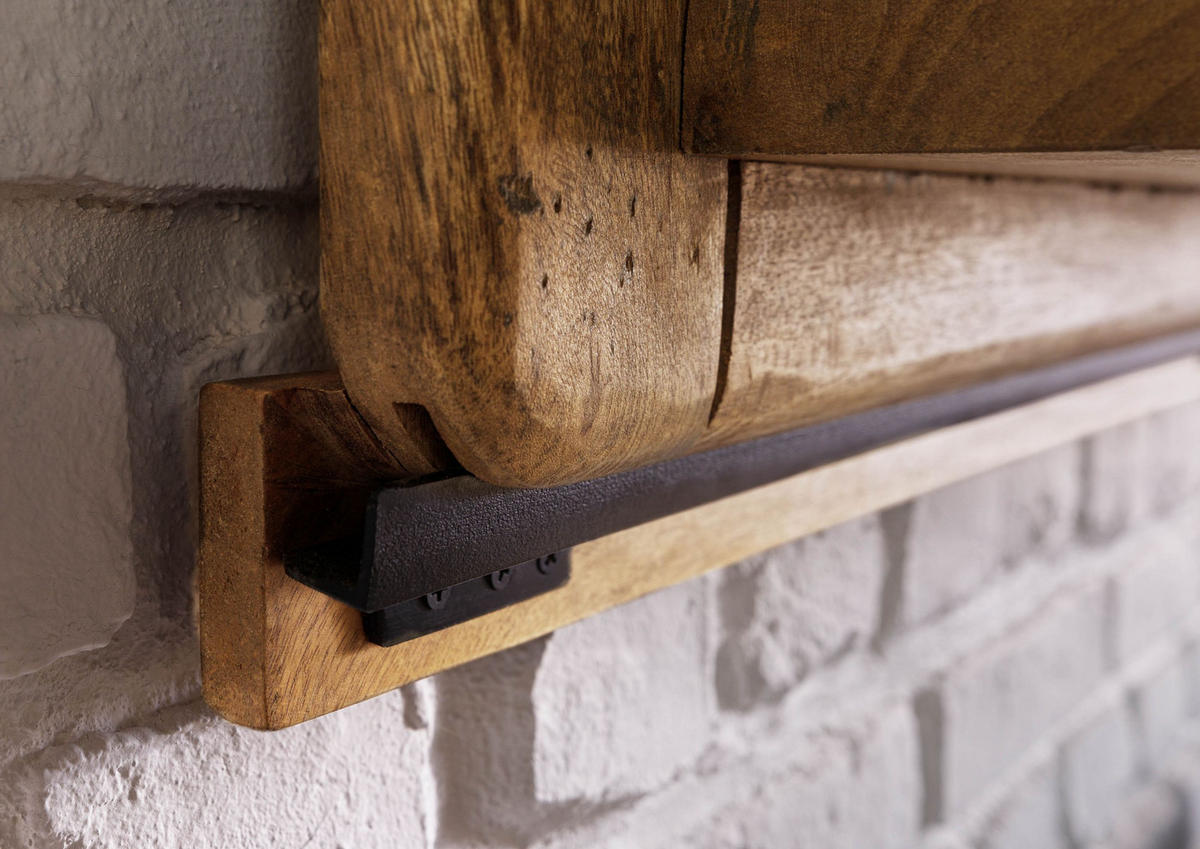 WANDREGAL Mango 160x25x38 natur lackiert RAILWAY #190 - Naturfarben, Holz (160/38/25cm) - Massivmoebel24