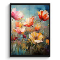 GERAHMTES BILD Blumen - Aquarell - Kunst - Botanisch - Natur 60x80 cm - Orange, Papier (60/80cm) - MuchoWow
