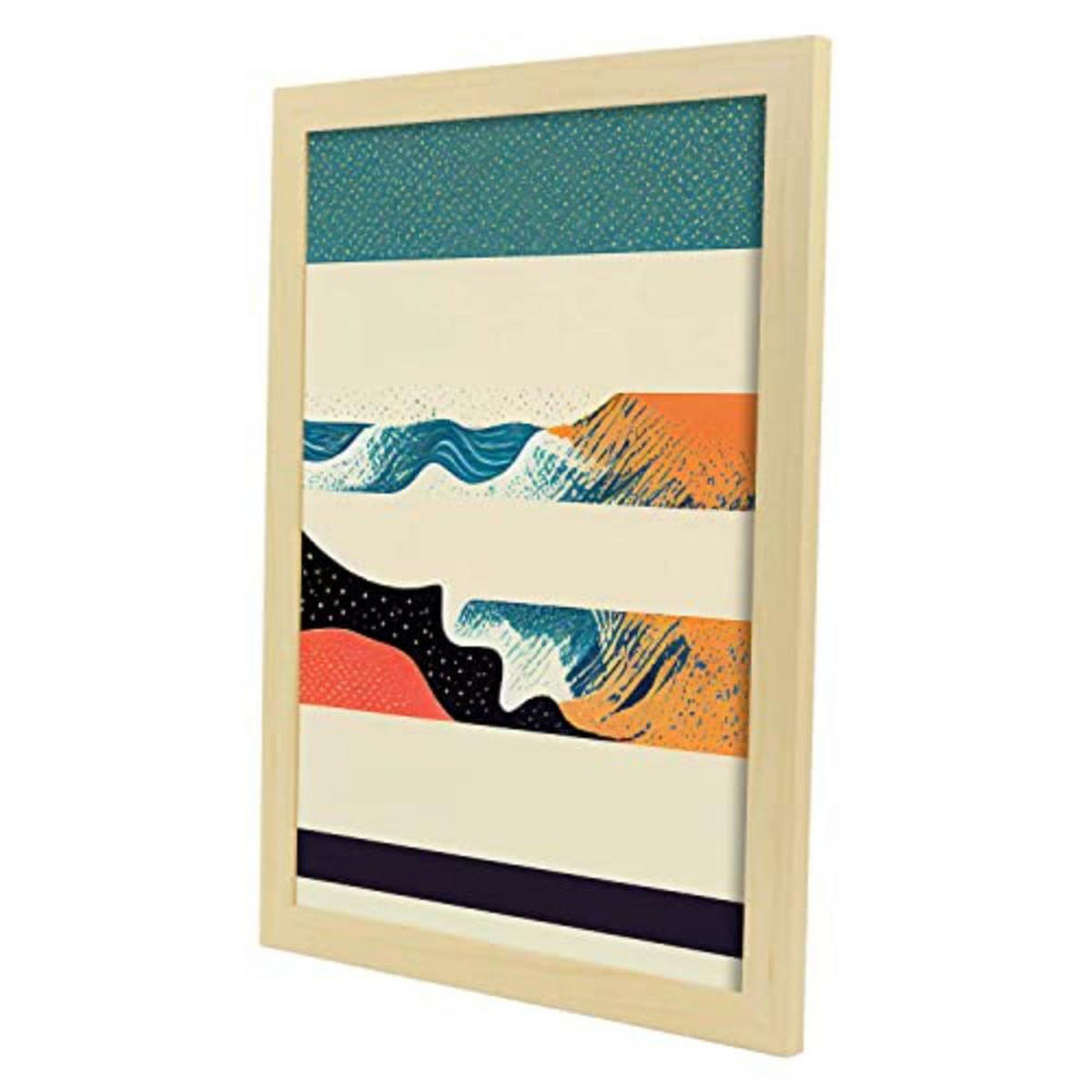 POSTER Set mit 4 Vogel im Abstrakt Moderne Galaxien A3 Rahmen aus hellem Holz - Beige, Papier (29.7/3cm) - Nacnic