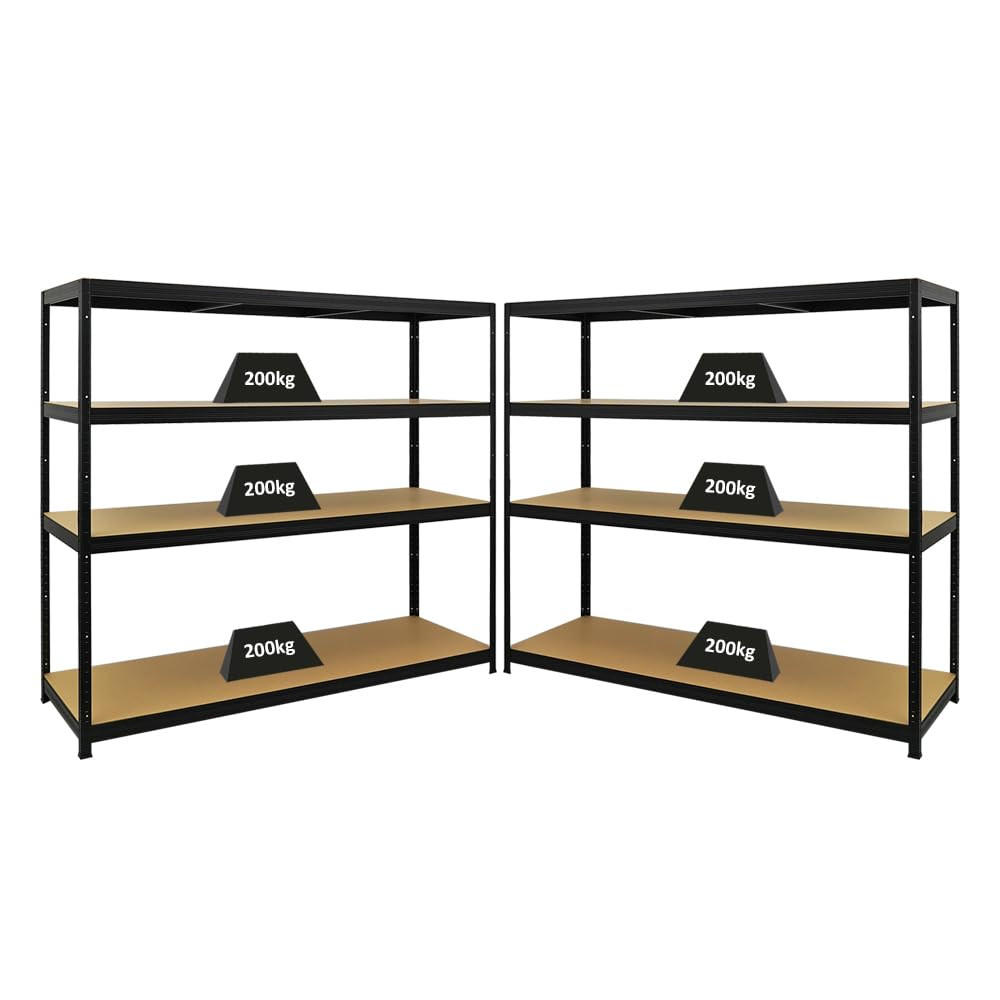SCHWERLASTREGAL Giant Elephant 2er-Set mit 2x 160x180x60 cm Fachlast 200 kg Schwarz - Schwarz, Metall (360/160/60cm) - PROREGAL