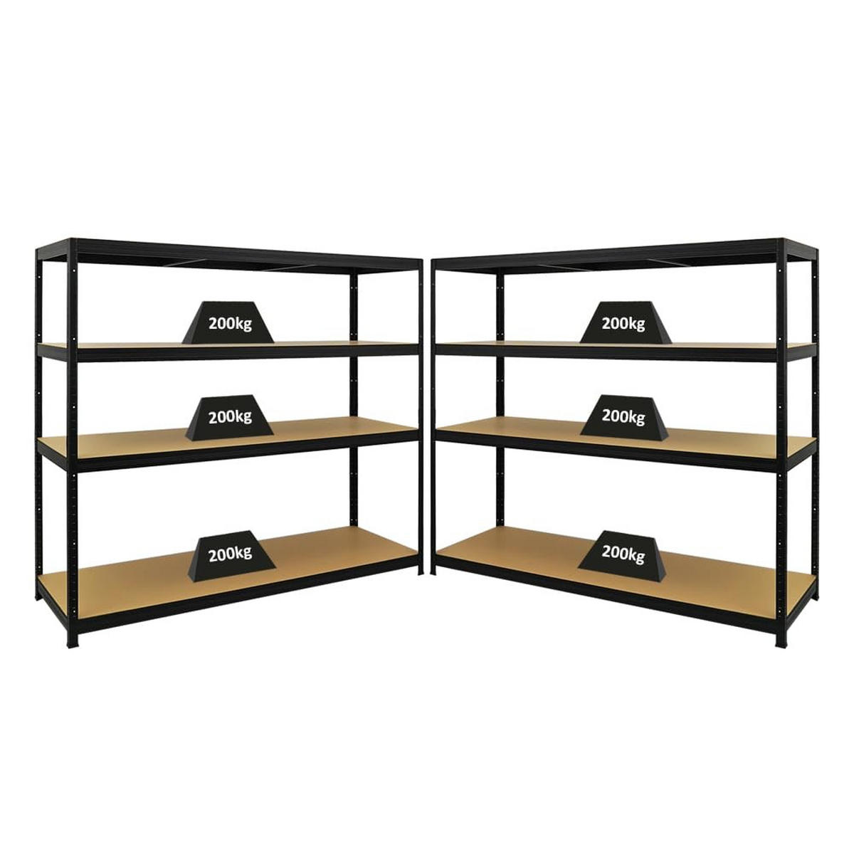 SCHWERLASTREGAL Giant Elephant 2er-Set mit 2x 160x180x60 cm Fachlast 200 kg Schwarz - Schwarz, Metall (360/160/60cm) - PROREGAL