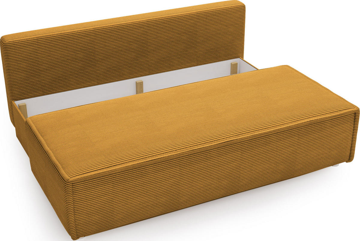 SCHLAFSOFA Diana mit Bettkasten, Senfgelb 200/89/100 cm - Edelstahlfarben/Orange, Textil/Metall (200/89/100cm) - WFL GROUP