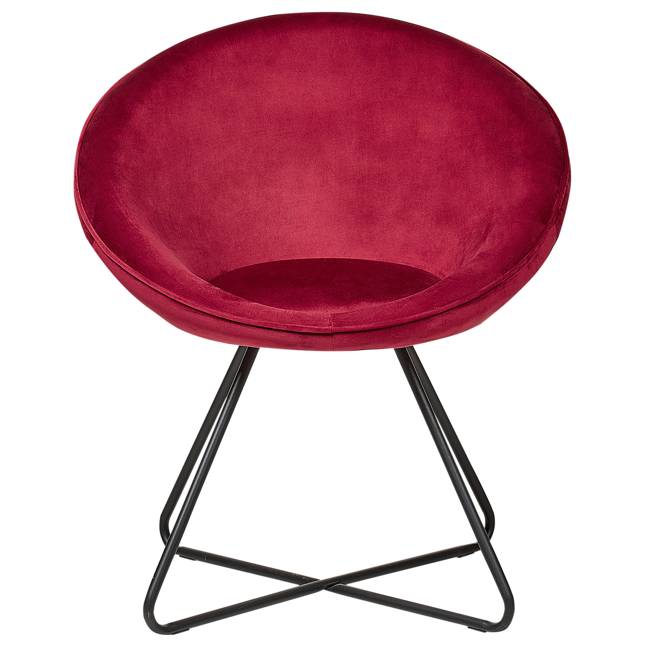 SESSEL Samtstoff rot/schwarz rund Floby II - Rot/Schwarz, Textil (69/80/58cm) - Beliani