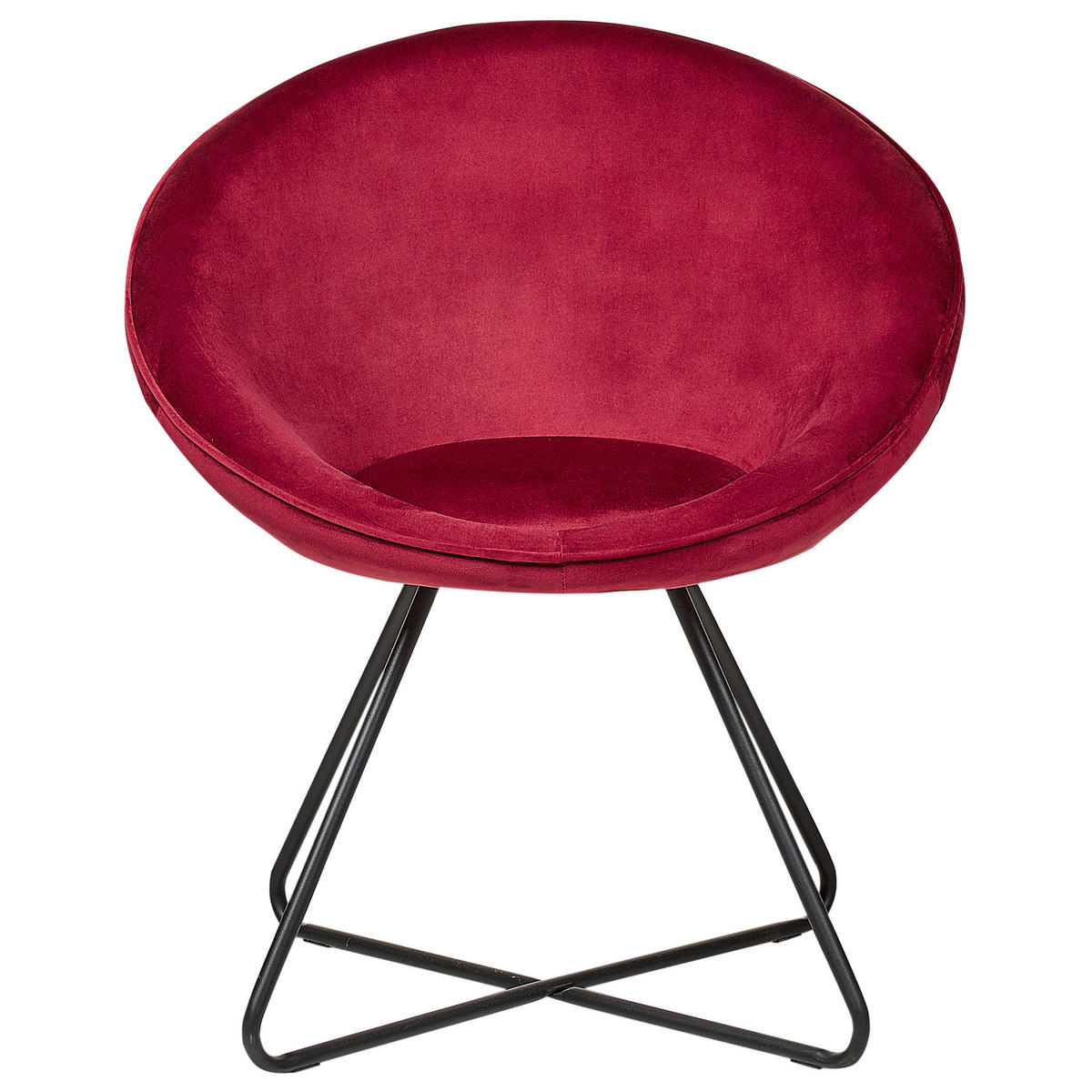 SESSEL Samtstoff rot/schwarz rund Floby II - Rot/Schwarz, Textil (69/80/58cm) - Beliani