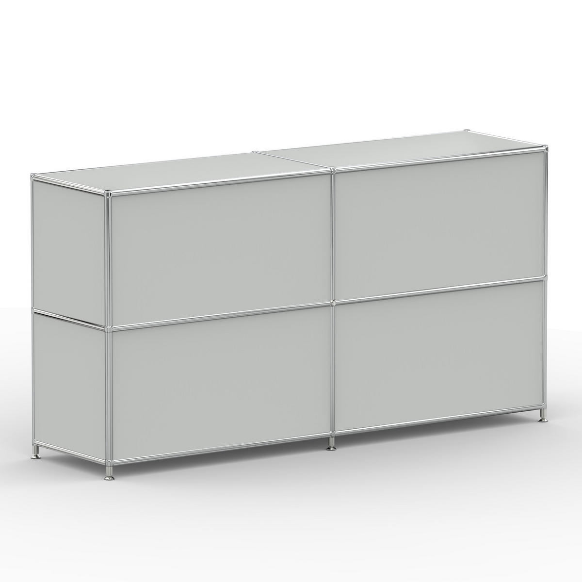 AKTENSCHRANK, 4 Klappen & Schloss, Breite 152 cm, Lichtgrau - Chromfarben/Silberfarben, Metall (40/80.5/152.2cm) - Versee