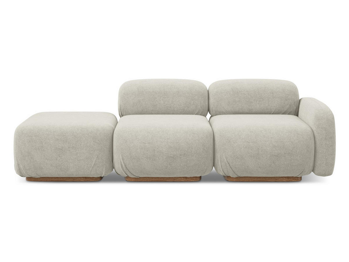 3-SITZER SOFA Links Bouclé Stoff Beige - Beige/Creme, Holz/Textil (258/73/95cm) - Makamii