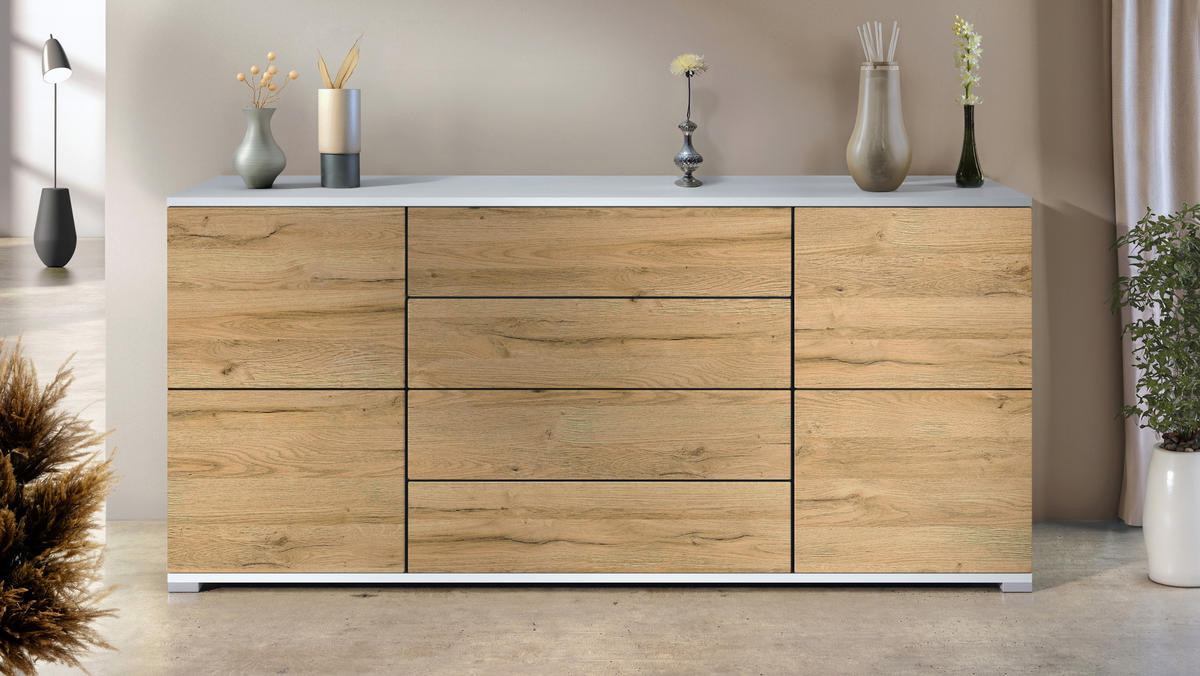 SIDEBOARD Rova Eiche Natur - Eichefarben, Holzwerkstoff (166.5/75.5/35cm) - Vladon
