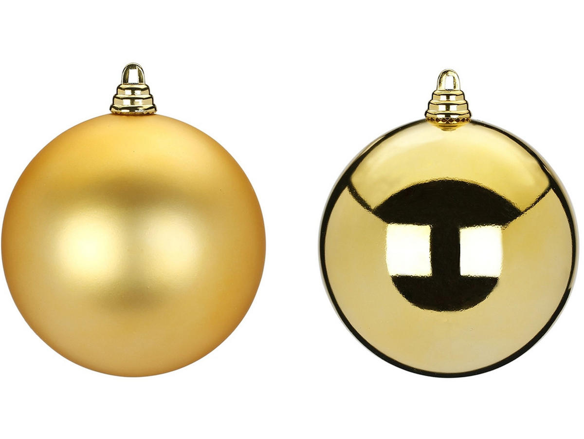 LAALU CHRISTBAUMKUGEL-SET 2 Stück: Ornamente rund gold mix 10 cm - Goldfarben, Kunststoff (0.01/1/0.01cm) - LAALU