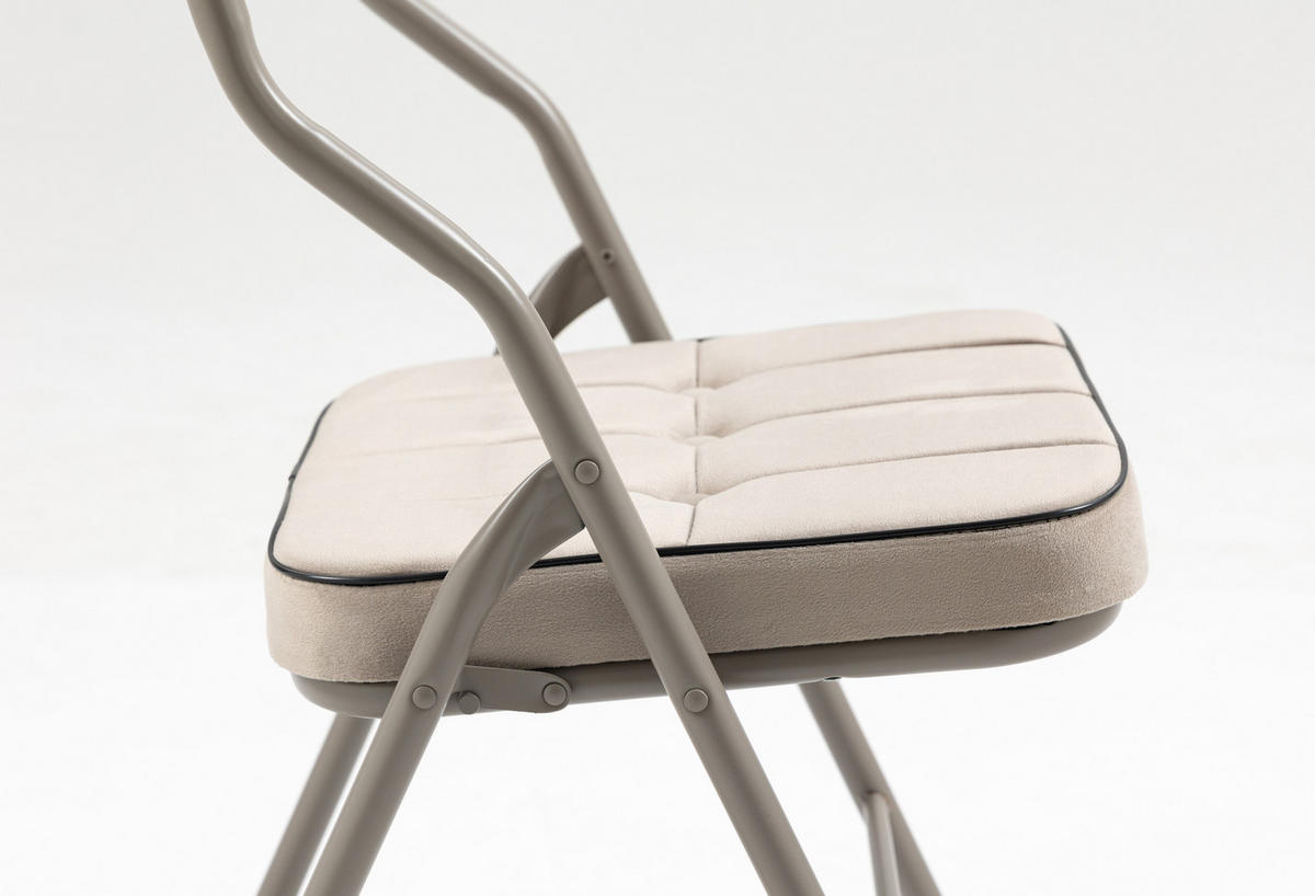 KLAPPSTUHL 2er-Set gepolstert faltbar Stahl Khaki - Braun, Metall (47/80/46cm) - Meubliv