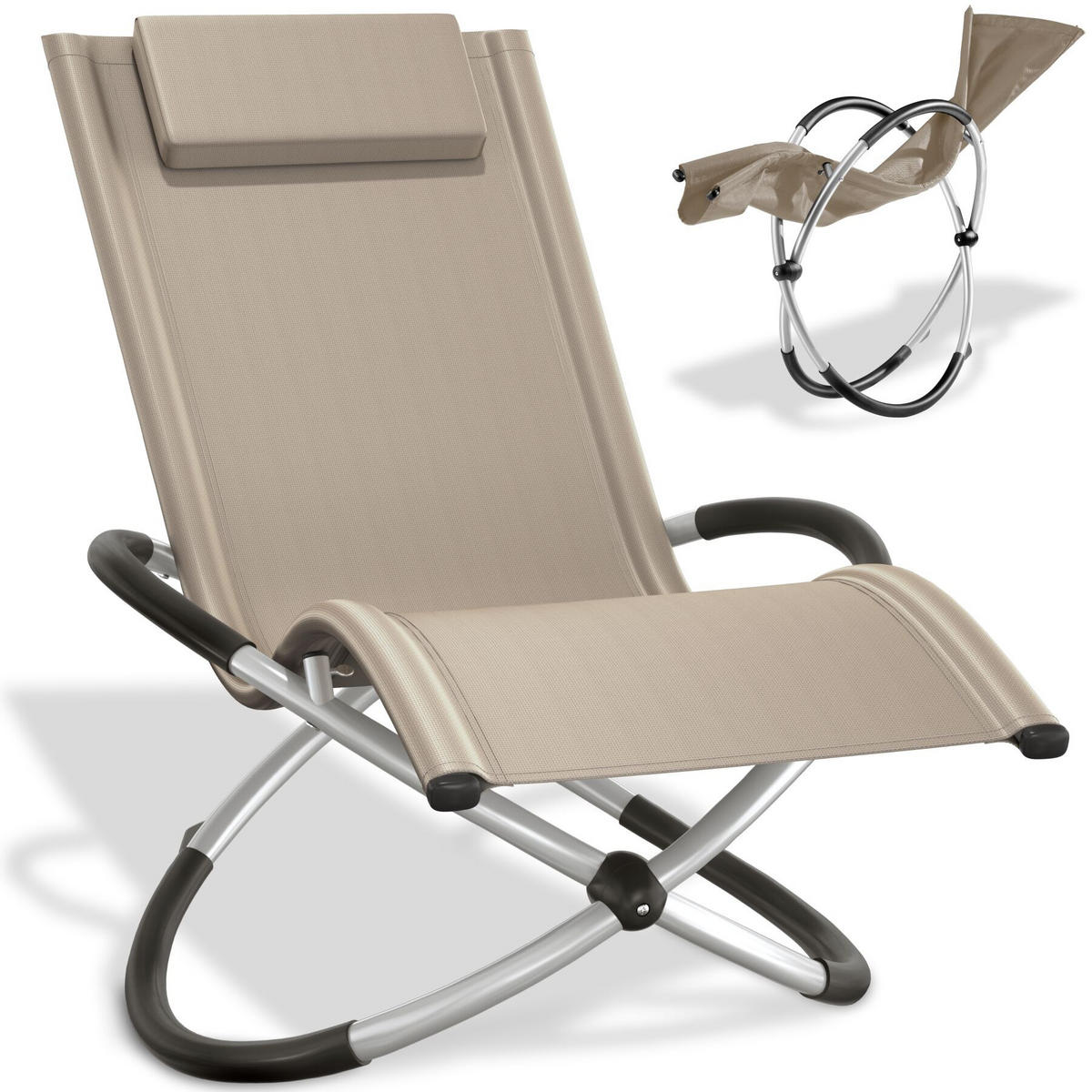SONNENLIEGE Paulina, 150 x 73 x 93 cm, beige - Beige, Metall (73/93/150cm) - tectake