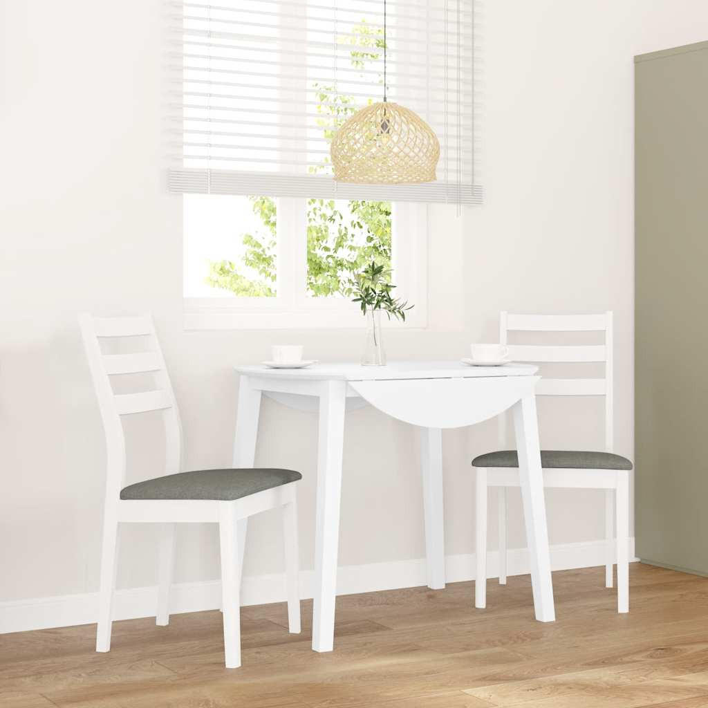 ESSZIMMERSTÜHLE mit Kissen 2 Stk. Weiß Massivholz Gummibaum 48.5*49*90cm - Weiß/Grau, Holz (48.5/90/49cm) - ZMH