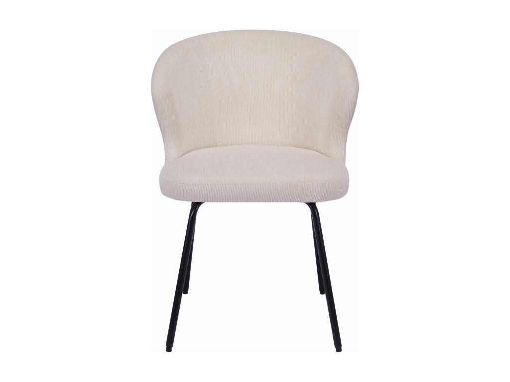 STUHL 2er-Set - Cord & schwarzes Metall - Cremefarben - RELIOZA - Creme, Textil (57.5/78/56.5cm) - Vente-Unique