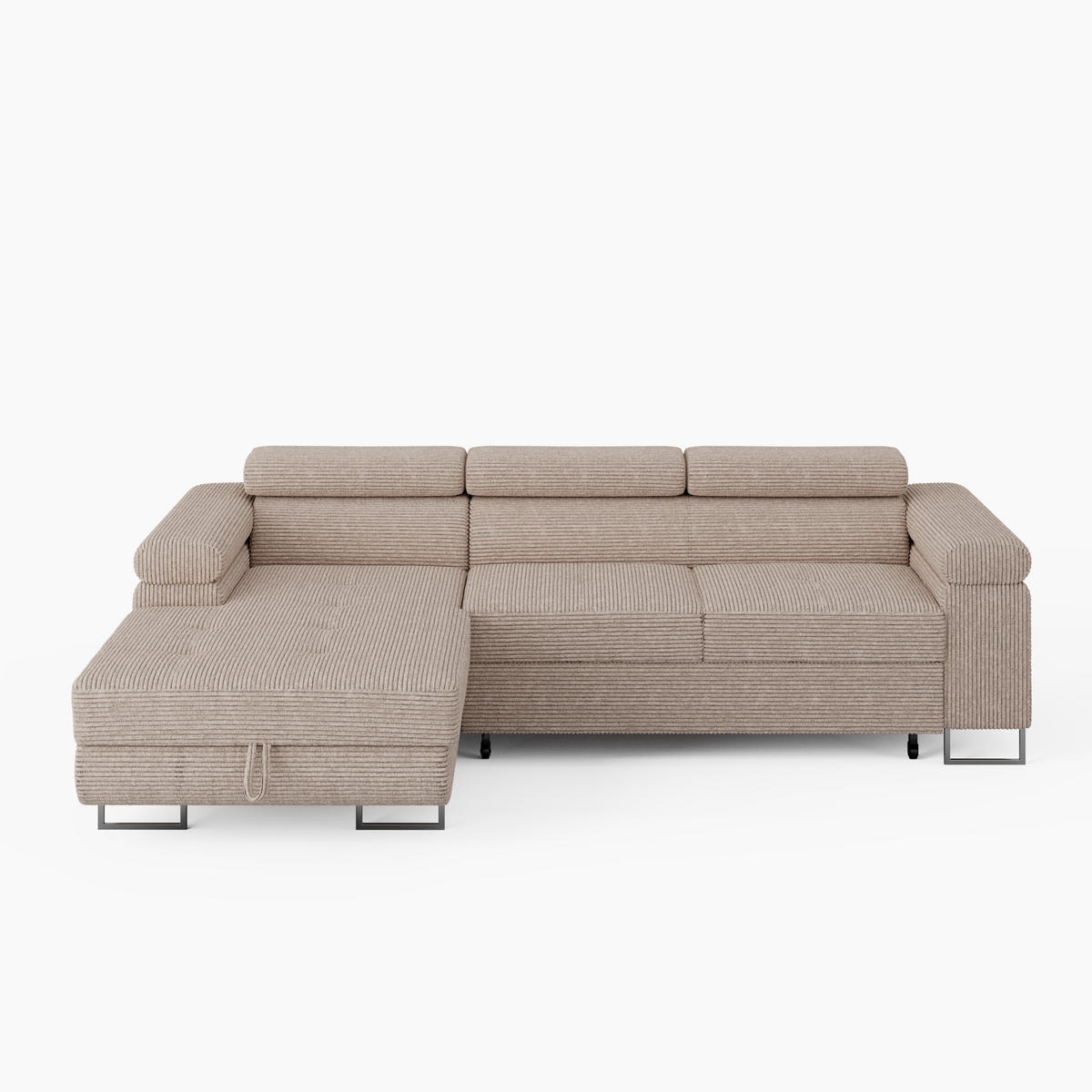 ECKSOFA VEMO MINI Links Schwarz Cord-Stoff Kompakter Komfort für Wohnräume - Schwarz, Textil (235/175cm) - Barchello