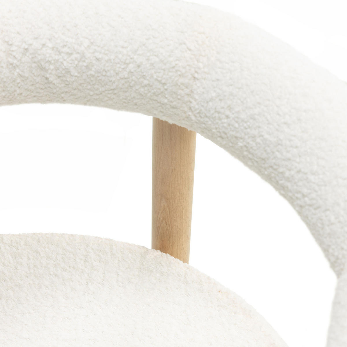 ESSZIMMERSTUHL MAYA 2er Set in Weiß Boucle mit massivem Buchenholzgestell 62/56/78 cm - Hellbraun/Braun, Holz/Textil (61/74/57.5cm) - WFL GROUP