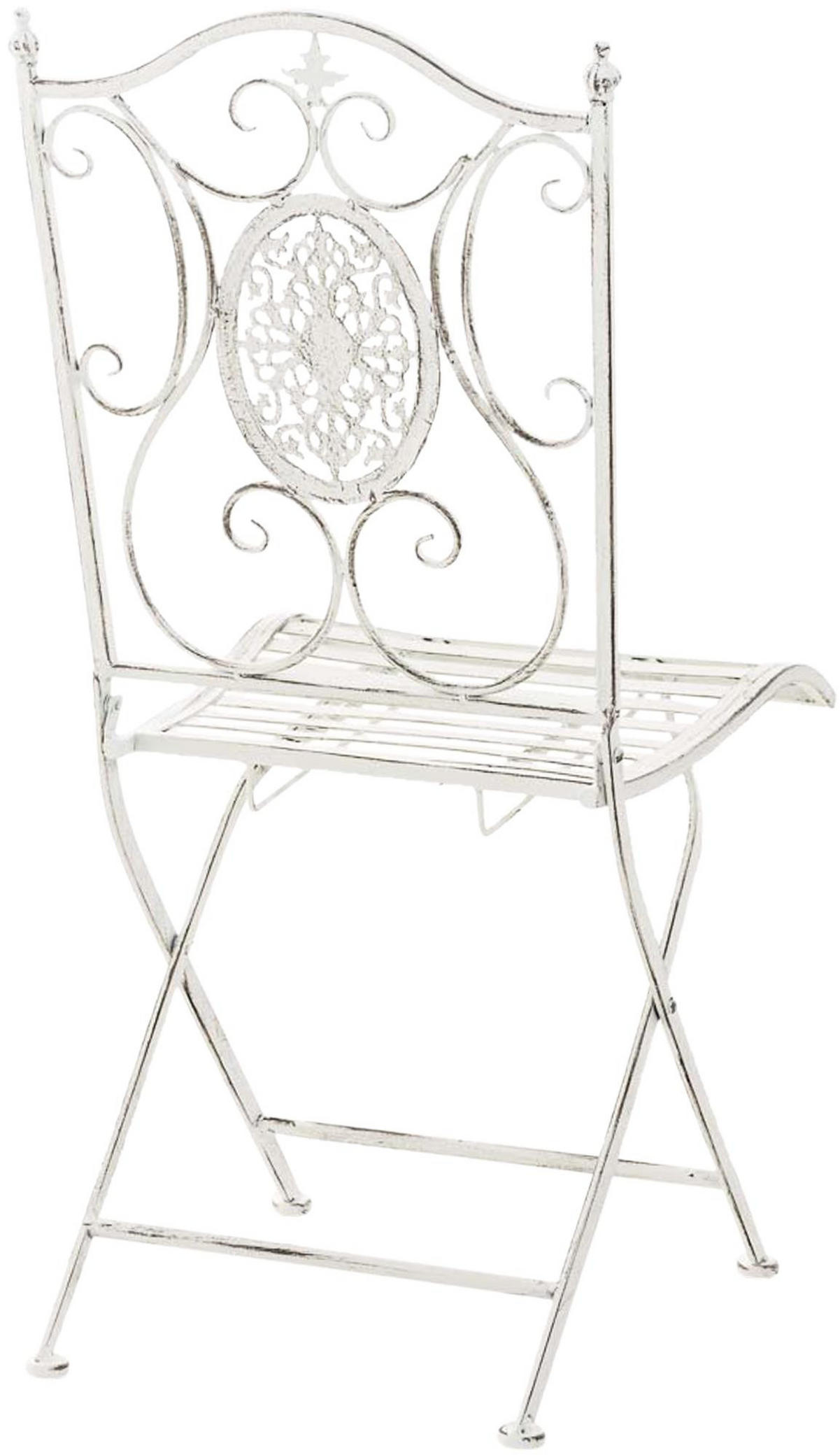 GARTENKLAPPSTUHL 2er Set Metall Antik Weiß - Weiß, Metall (42/91/49cm) - CLP