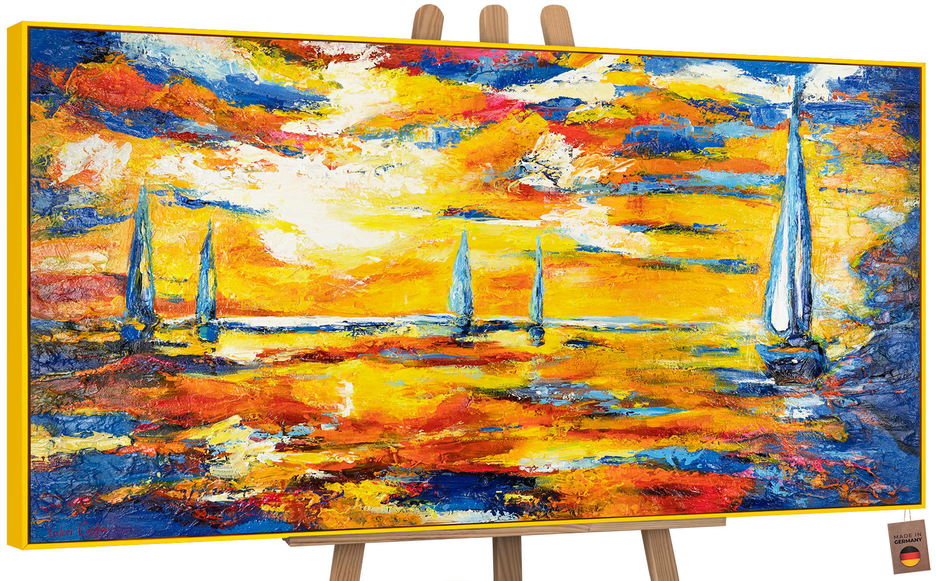 GEMÄLDE Meer Mirage Schattenfugenrahmen Gelb 100x50 cm - Gelb, Holz (100/50cm) - YS-art gallery