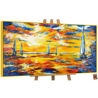 GEMÄLDE Meer Mirage Schattenfugenrahmen Gelb 140x70 cm - Gelb, Holz (140/70cm) - YS-art gallery
