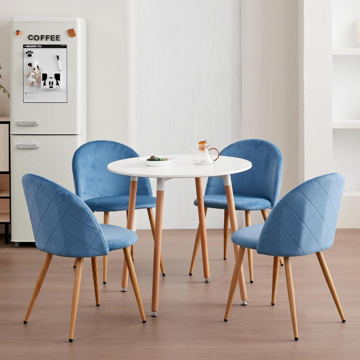 ESSZIMMERSTUHL 4er-Set Samt Blau mit Metallbeinen - Blau, Textil (43/80/47.5cm)