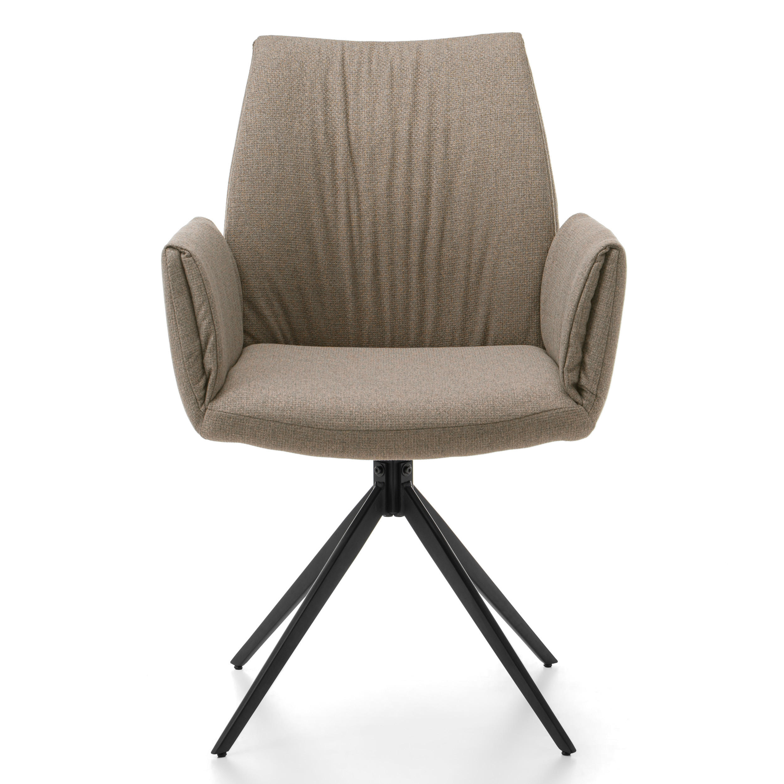 STUHL PRATO gepolstert mit Steppung - dunkelbeige - Chenille - Beige/Schwarz, Textil/Metall (60/89/63cm) - NEW HOME