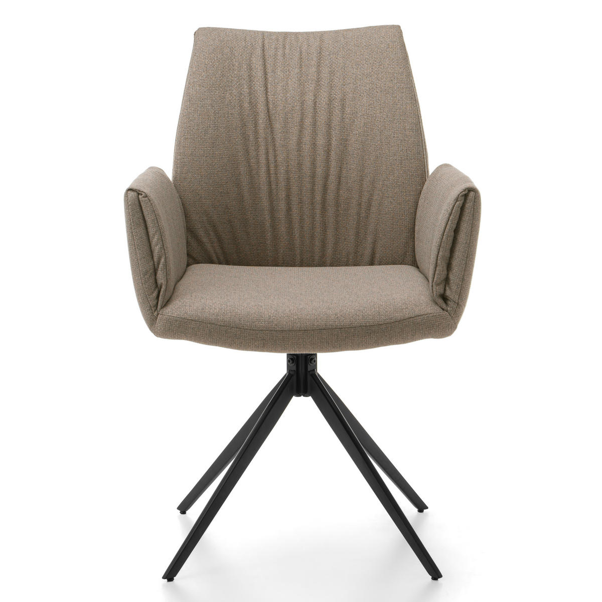 STUHL PRATO gepolstert mit Steppung - dunkelbeige - Chenille - Beige/Schwarz, Textil/Metall (60/89/63cm) - NEW HOME