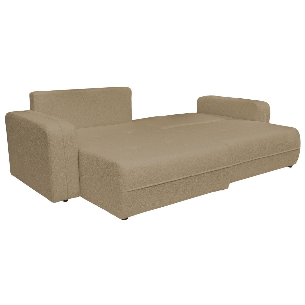 ECKSOFA Oreo L-Form Mit Bettkasten Und Schlaffunktion Quelle-Stoff Hellbraun Rechts - Hellbraun, Holz (247/143cm) - Kaiser Möbel