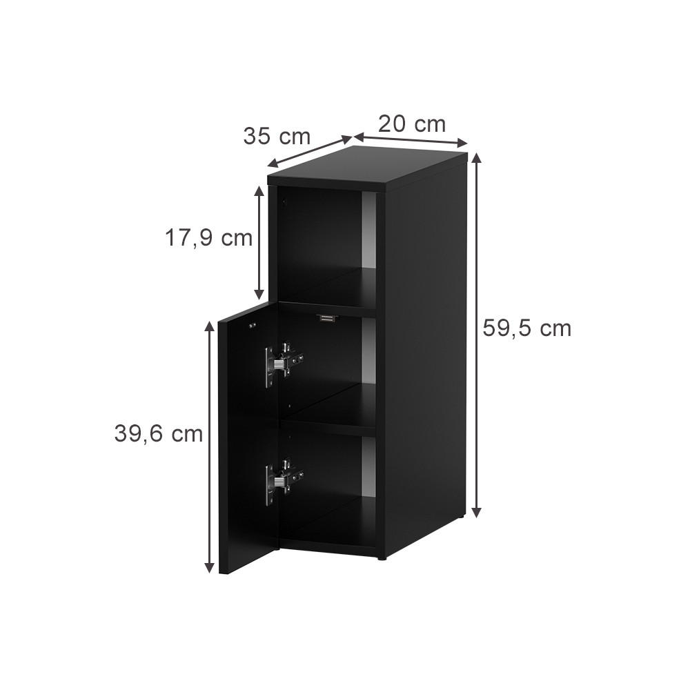 NACHTTISCH Enton Schwarz 2er set - Schwarz, Holzwerkstoff (20/59.5/35cm) - Vicco