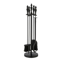 5-TLG.KAMINBESTECK-SET - Schwarz, Textil/Metall (20.5/77/20.5cm) - Relaxdays