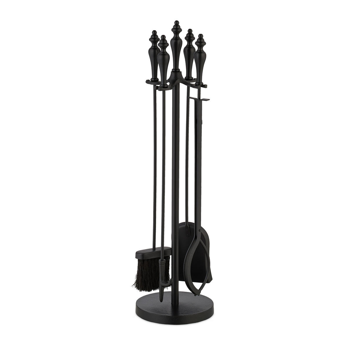 5-TLG.KAMINBESTECK-SET - Schwarz, Textil/Metall (20.5/77/20.5cm) - Relaxdays