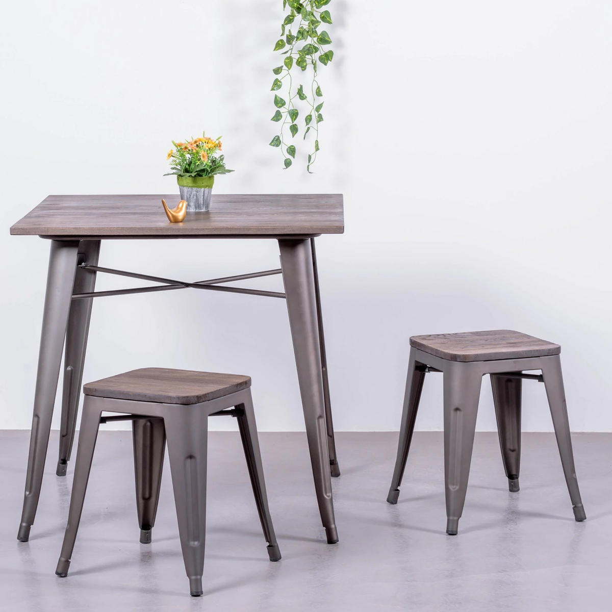 HOCKER Metall Alteiche - Alteiche, Metall (39/45/39cm) - Nest Dream