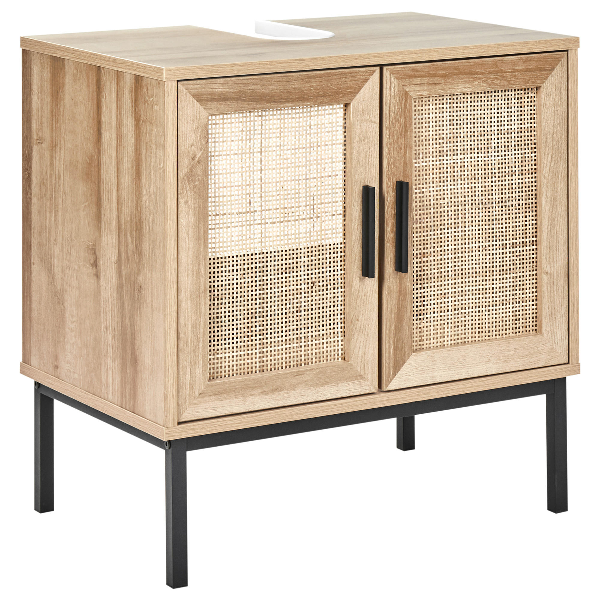 WASCHBECKENUNTERSCHRANK Heller Holzfarbton Rosell - Hellbraun, Holzwerkstoff (60/60/40cm) - Beliani