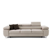 3-SITZER-SOFA WILD mit Schlaffunktion 127x190 Velours Beige - Chromfarben/Beige, Holz/Textil (262/90/102cm) - Muffo