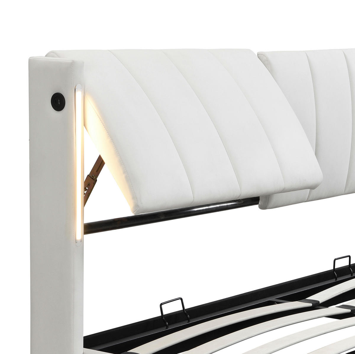 POLSTERBETT 140/200 cm weiß aus PU mit LED-Beleuchtung - Weiß, Kunststoff (140/200cm) - OKMYHOME