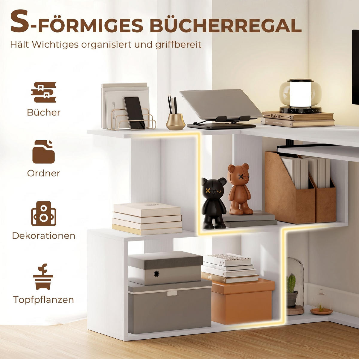 COMPUTERTISCH Spanplatte Weiß - Weiß, Holzwerkstoff (120/100/76cm) - HOMCOM