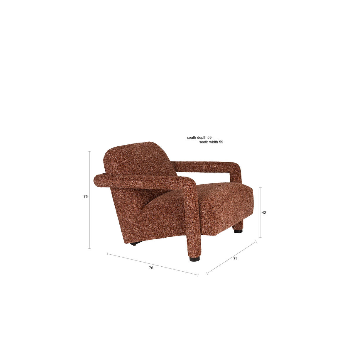 SESSEL Kent Bordeauxrot - Rot, Textil (74/66/86cm) - Dutchbone