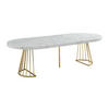 ESSTISCH ausziehbar - 2 bis 12 Personen - MDF & Stahl - Marmor-Optik Weiß & Goldfarben - FIRELA - Goldfarben/Weiß, Holz (260/110/76cm) - Vente-Unique
