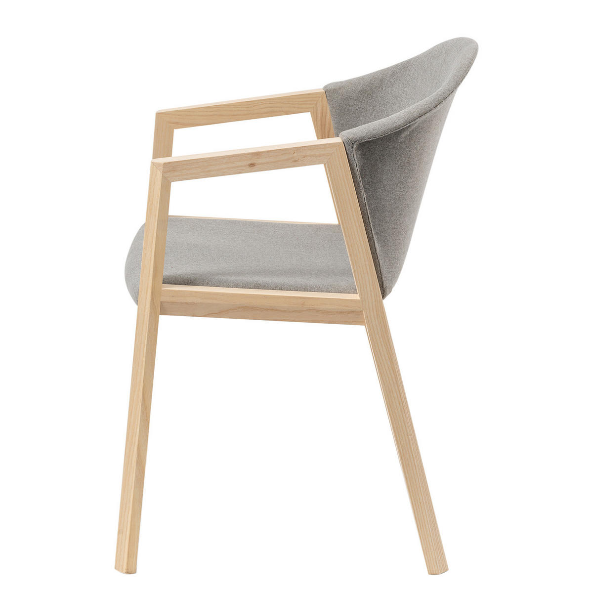 ARMLEHNENSTUHL - Webstoff / Esche massiv, Hellgrau - Hellgrau, Textil (61/80/56cm) - home24