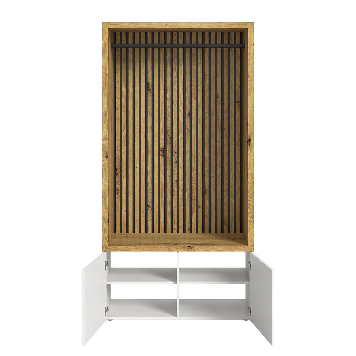 KOMPAKTGARDEROBE - Weiß / Eiche Artisan Dekor - Eichefarben/Weiß, Holzwerkstoff (106/200/47cm) - home24