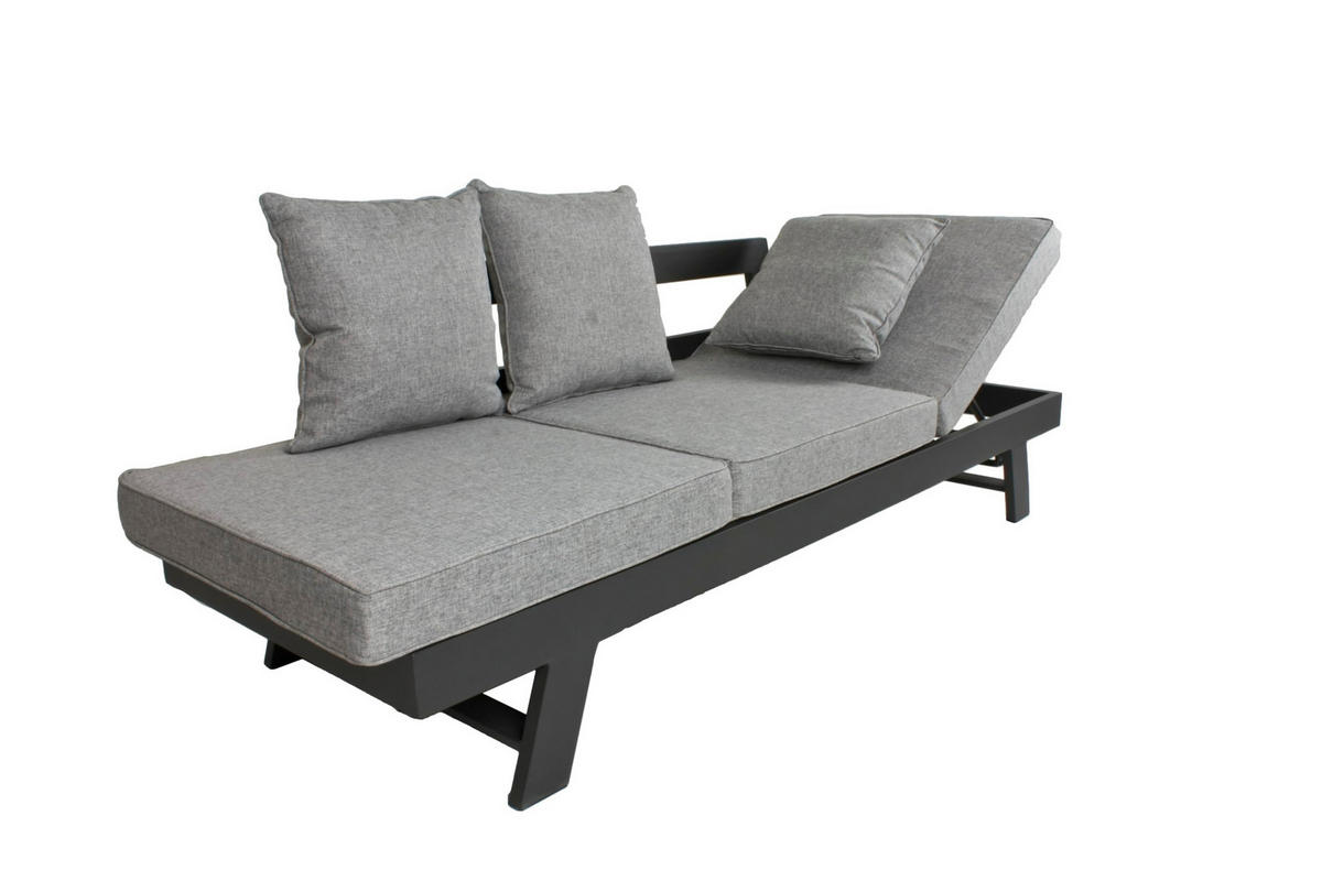 GARTENSOFA Ben Gartenliege - Grau, Kunststoff (216/70/74cm) - DELUKE