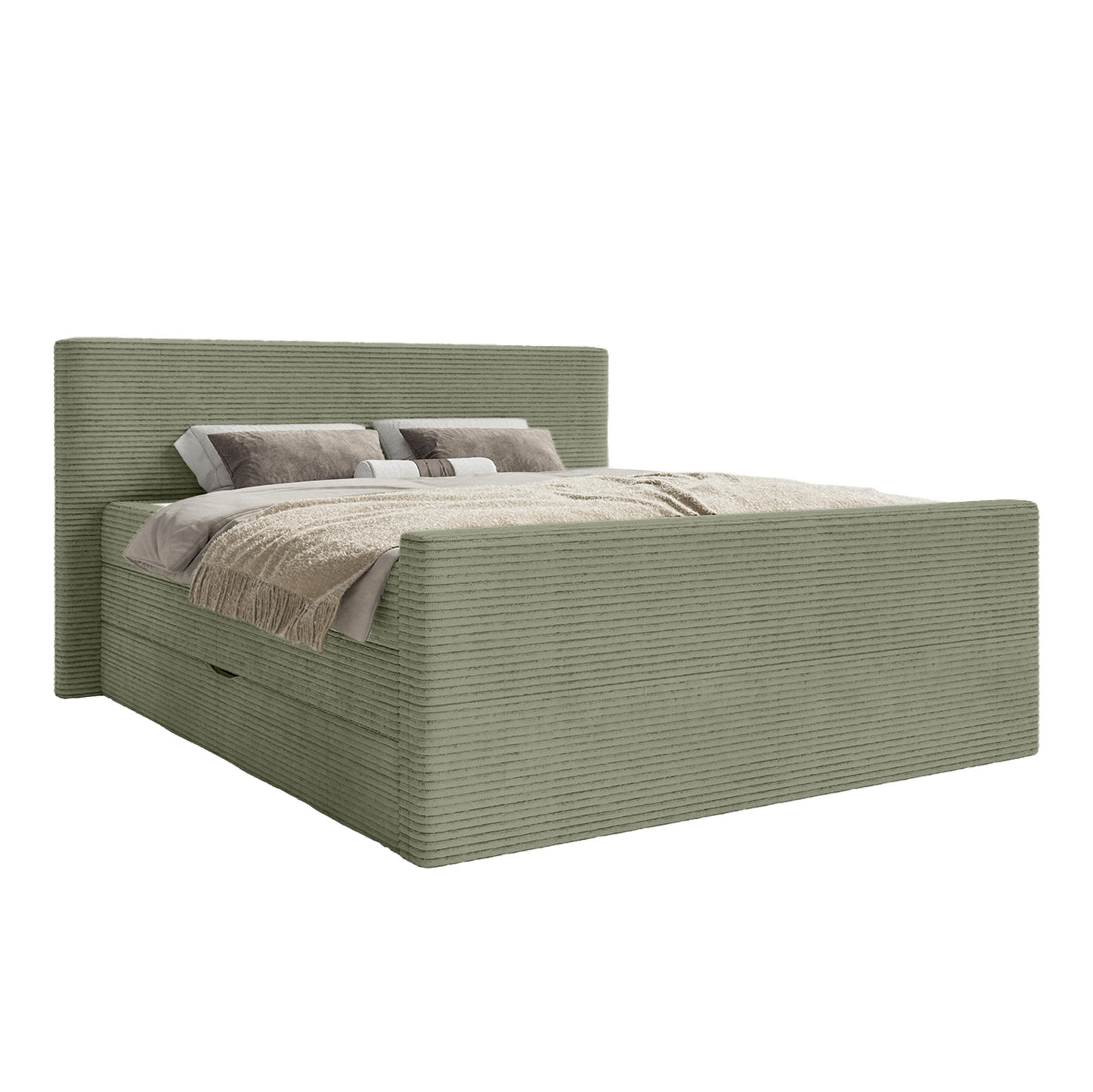 BOXSPRINGBETT Velipoja Cord 160x200 cm, Olive - Olivgrün, Textil (160/200cm) - Fedve