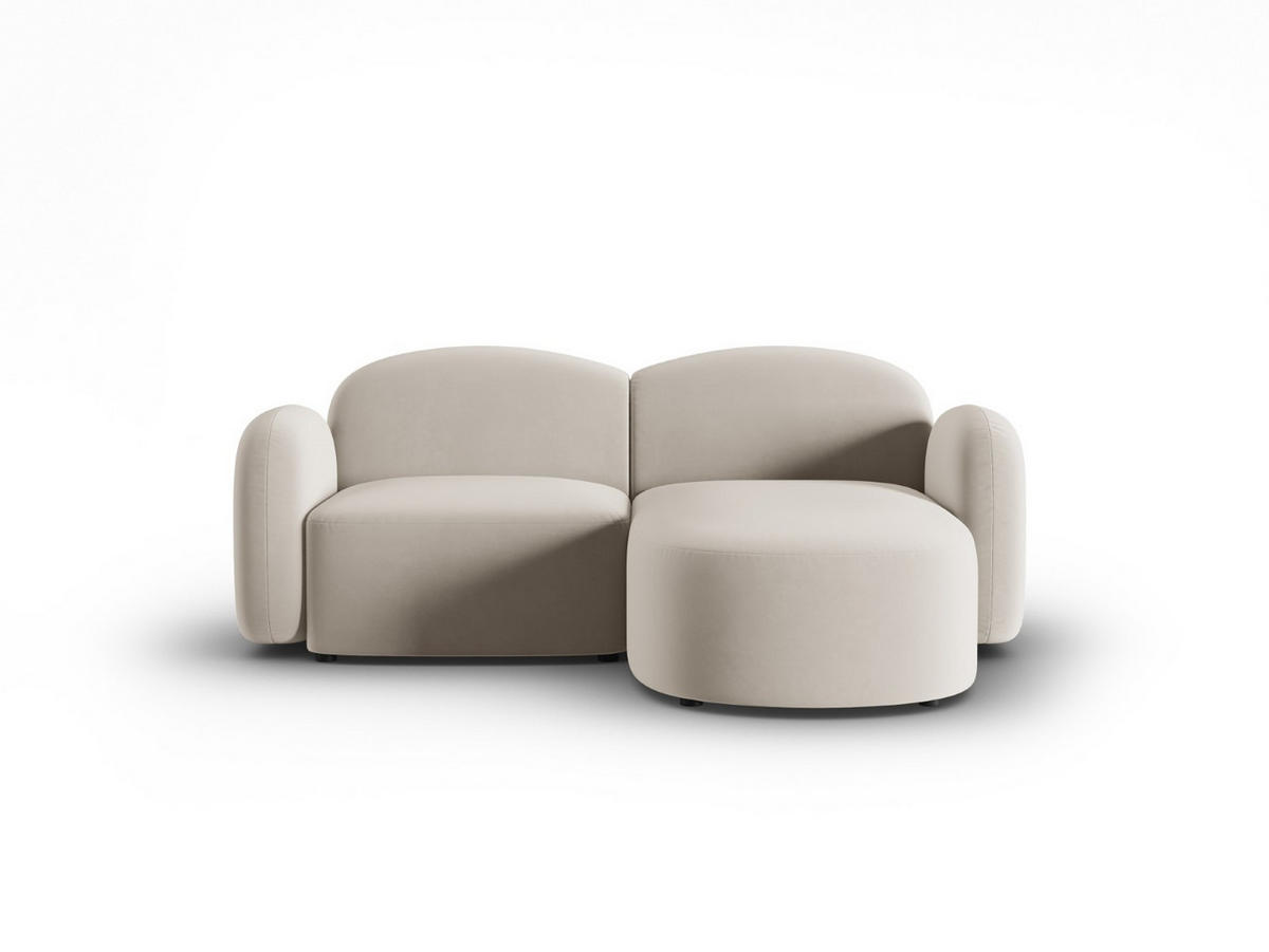 ECKSOFA rechts Blair aus Samt leichtes beige 3 Sitzplätze - Beige, Textil (155/194cm) - Micadoni