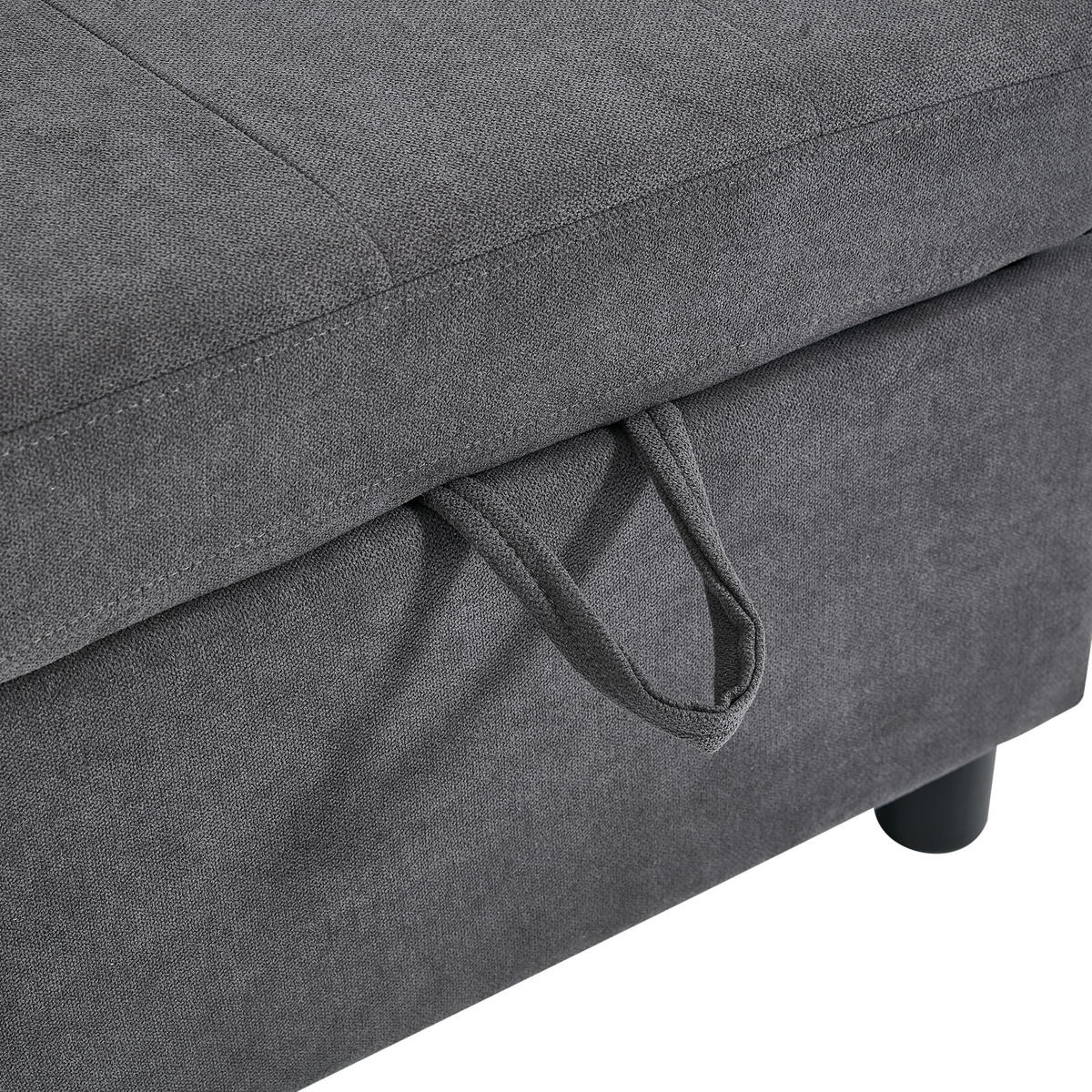 3-SITZER SCHLAFSOFA Vliesstoff Grau mit Stauraum, LED und USB - Grau, Holzwerkstoff/Textil (208/146cm) - WISHDOR