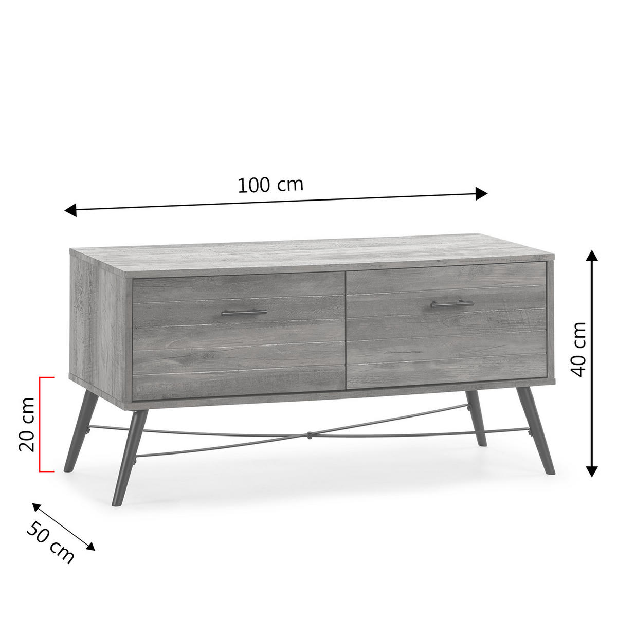 TV-ELEMENT Clavel 2 Schubladen - Wildeiche, Holzwerkstoff (100/50/40cm) - VS Venta-stock