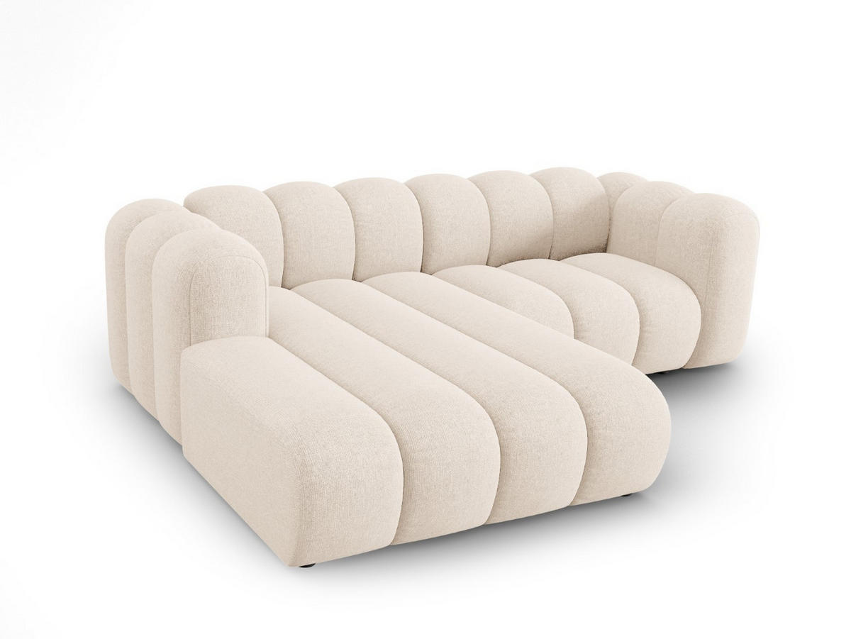 ECKSOFA modular links Lupine aus Chenille-Stoff leichtes beige 3 Sitzplätze - Creme, Textil (177/230cm) - Micadoni