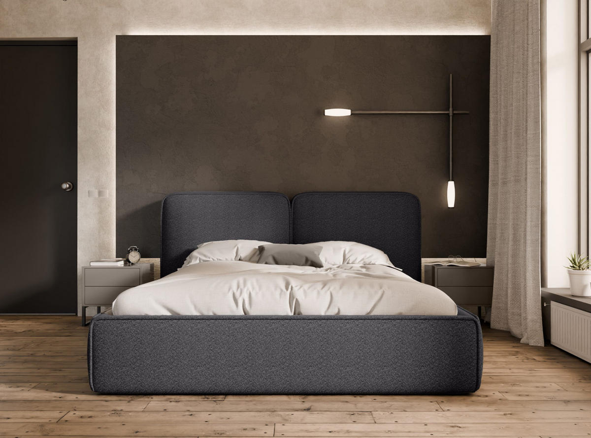 POLSTERBETT Lauga 180x200 cm, Graphit - Graphitfarben, Textil (180/200cm) - Fedve