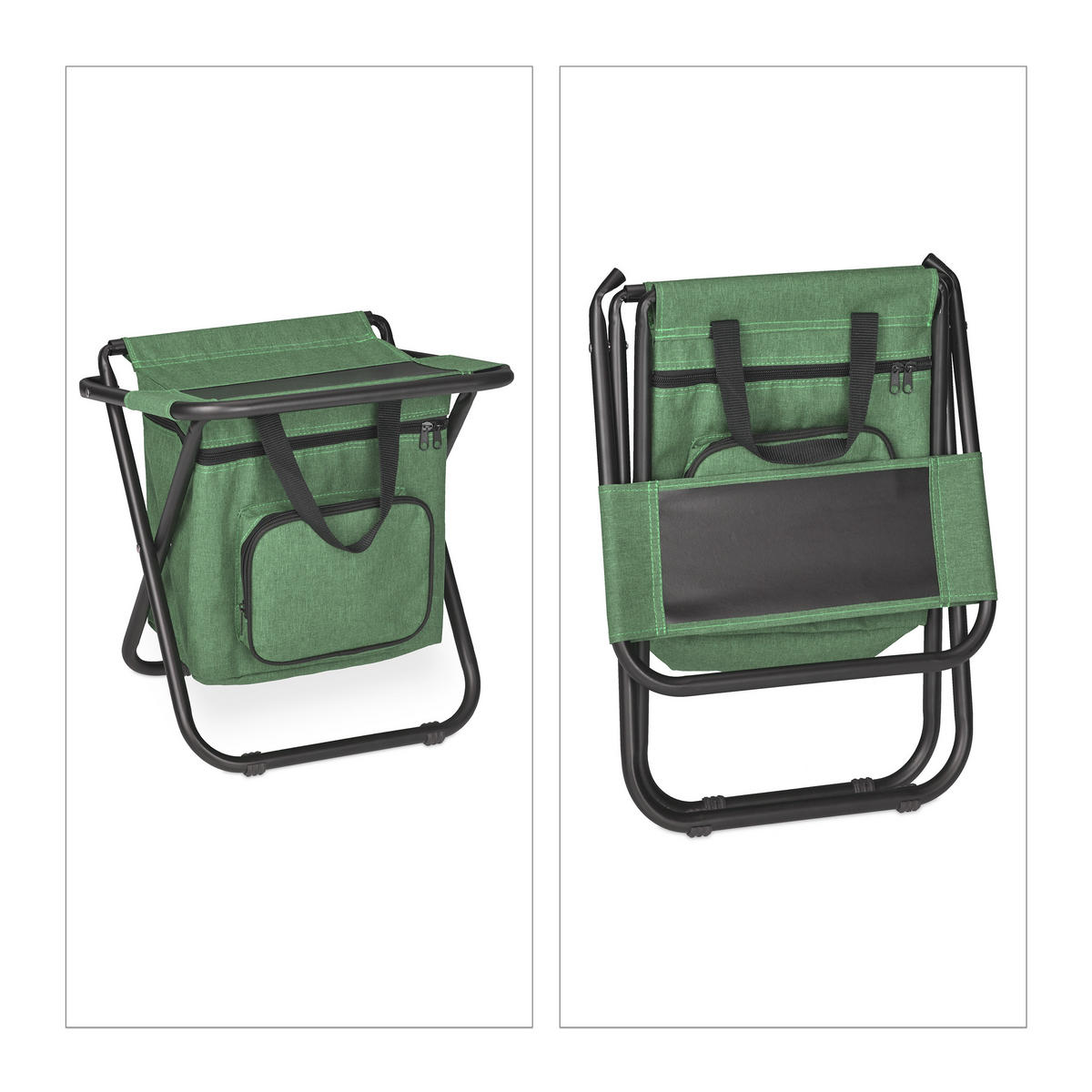 CAMPINGHOCKER - Grün, Textil/Metall (35/60/35cm) - Relaxdays