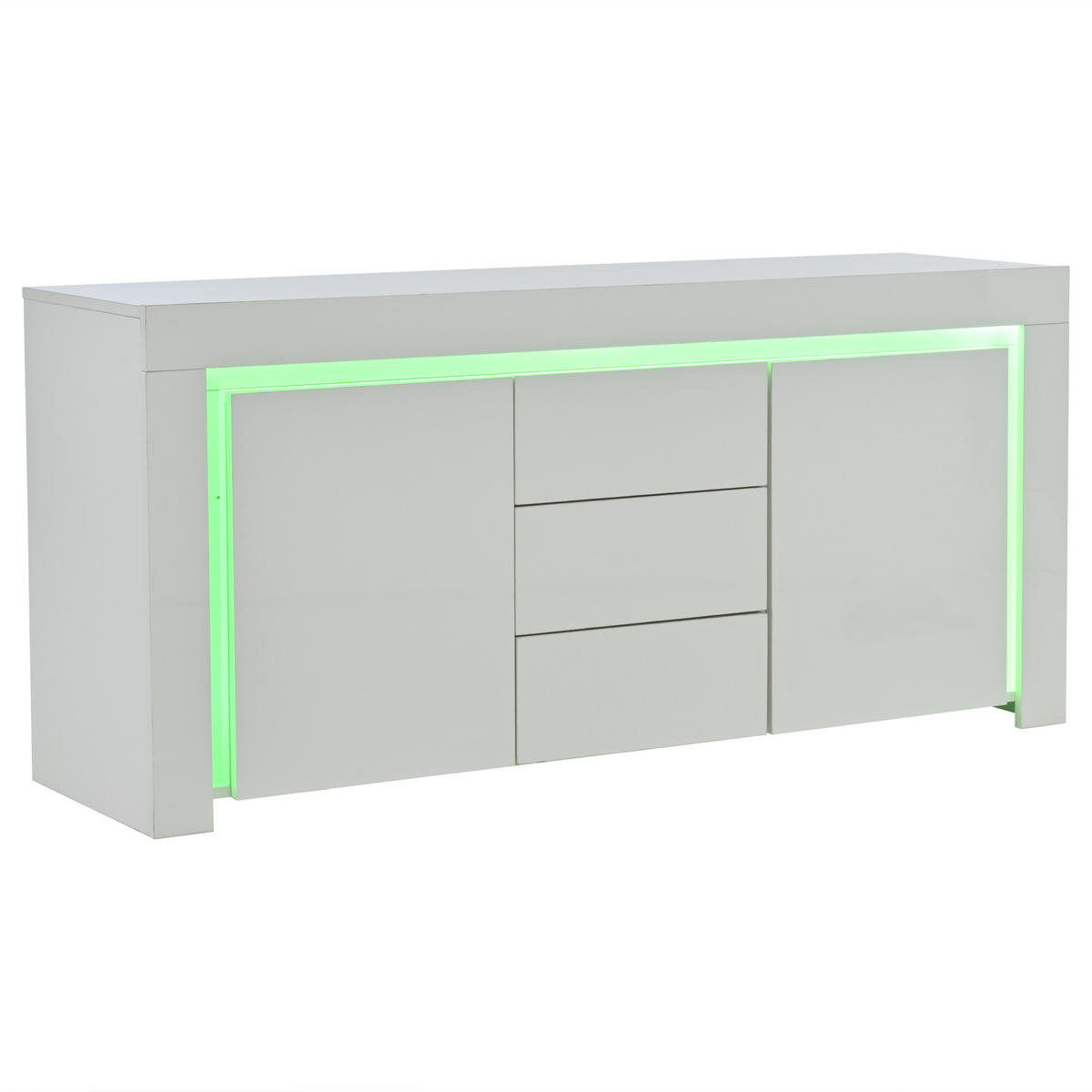 SIDEBOARD 140/40/65 cm in Weiß Hochglanz mit 2 Türen, 3 Schubladen & LED - Weiß, Holzwerkstoff (140/65/40cm) - BEAOK