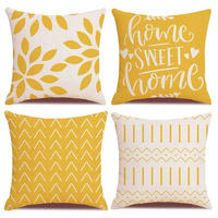KISSENBEZÜGE 4er-Set Baumwolle-Leinen 50 x 50 cm Gelb - Gelb, Textil (50/50cm)