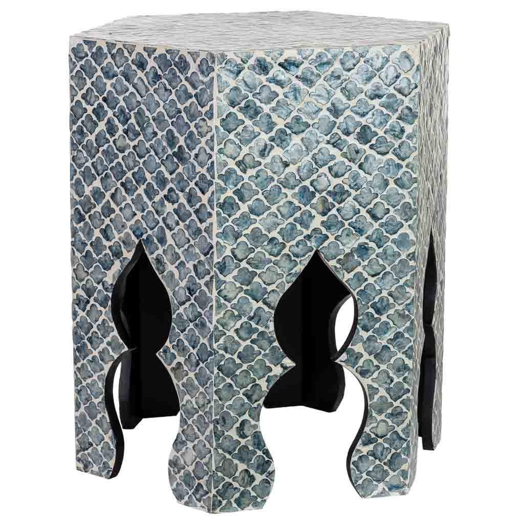 TISCH aus Holz und Capiz, grau, 45x40x50cm - Grau, Holz (40/45/50cm) - Wanderlust