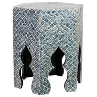 TISCH aus Holz und Capiz, grau, 45x40x50cm - Grau, Holz (40/45/50cm) - Wanderlust