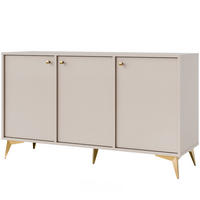 KOMMODE FLOREN, Creme/Gold - Creme, Holzwerkstoff/Metall (124.5/72.4/40.8cm) - KONSIMO®